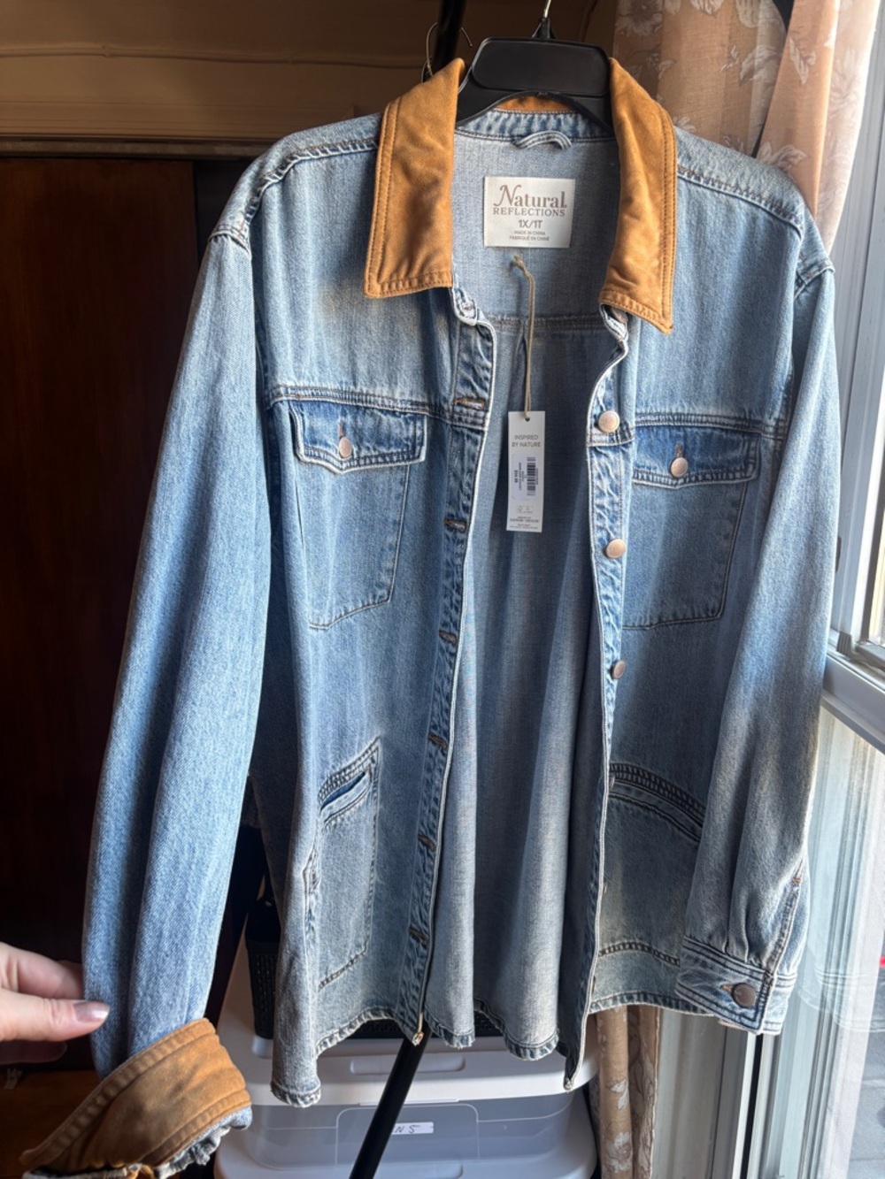 NWT Natural Reflections Denim Barn Chore Button-Down Shirt Jacket | Women’s 1X - Picture 4 of 15